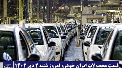 قیمت محصولات ایران خودرو ۴ دی ۱۴۰۲ | لیست قیمت ایران خودرو امروز ۱۴۰۲۱۰۴